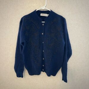 Weathervane vintage angora rabit hair lambswool sweater cardigan, size s